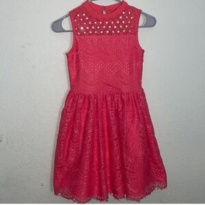 Beautees Girl’s Pink Crochet & Rhinestone Special Occasion Formal Dress Size 12